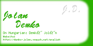 jolan demko business card
